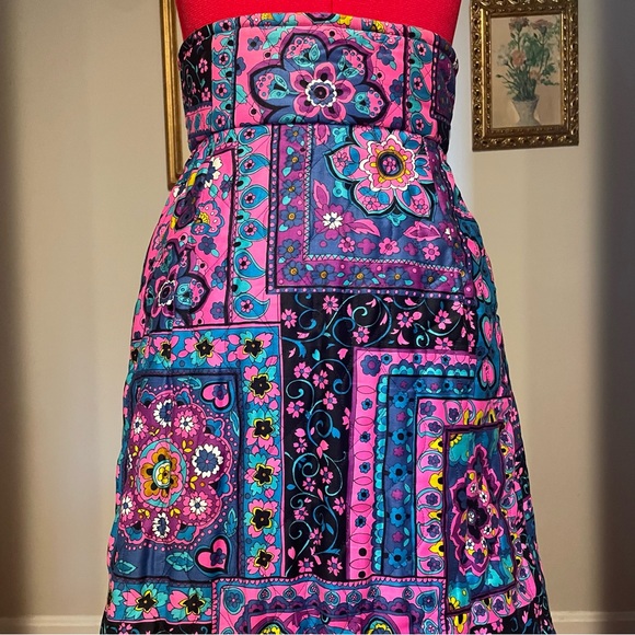 Stunning 70s/60s Vibrant Patchwork Quilted Maxi High Waisted Overskirt - Picture 8 of 16